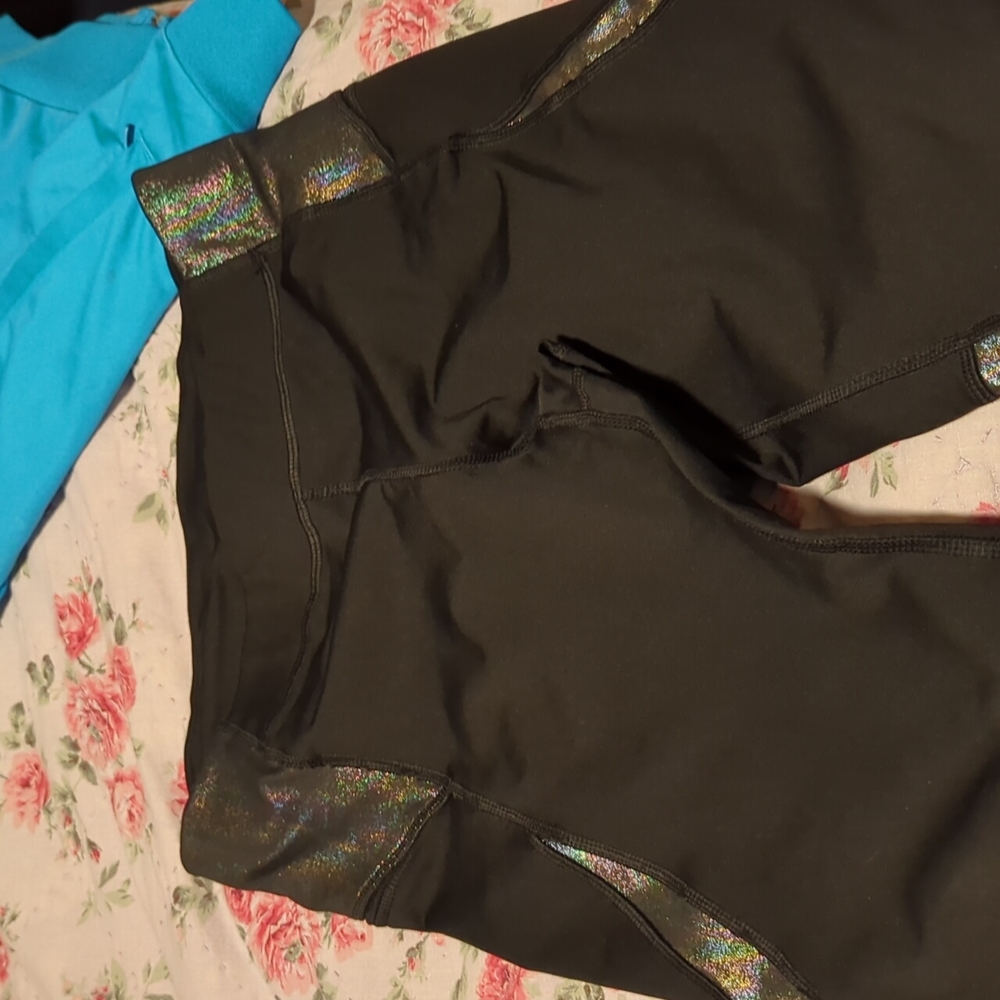 Black Metallic Multicolored Metallic Leggings - image 2